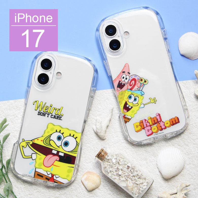 iPhone17 ケース クリスタルクリアケース スポンジ・ボブ ソフトカバー