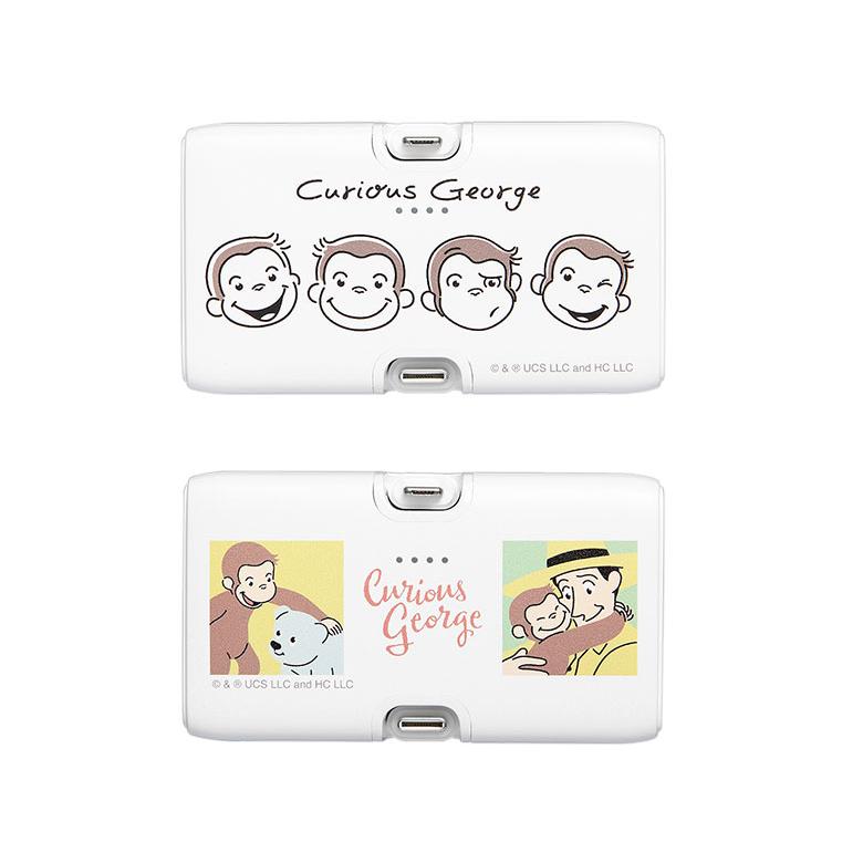 モバイルバッテリー 軽量 おさるのジョージ 4000mAh Lightning USB Type-C 充電器 2.1A 直挿し 小型 cg-51 |  | 01