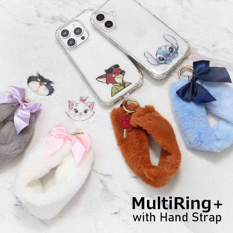 マルチリングプラス ファー ハンドストラップ ディズニーキャラクター フワフワ スマホストラップ dng-282 | 