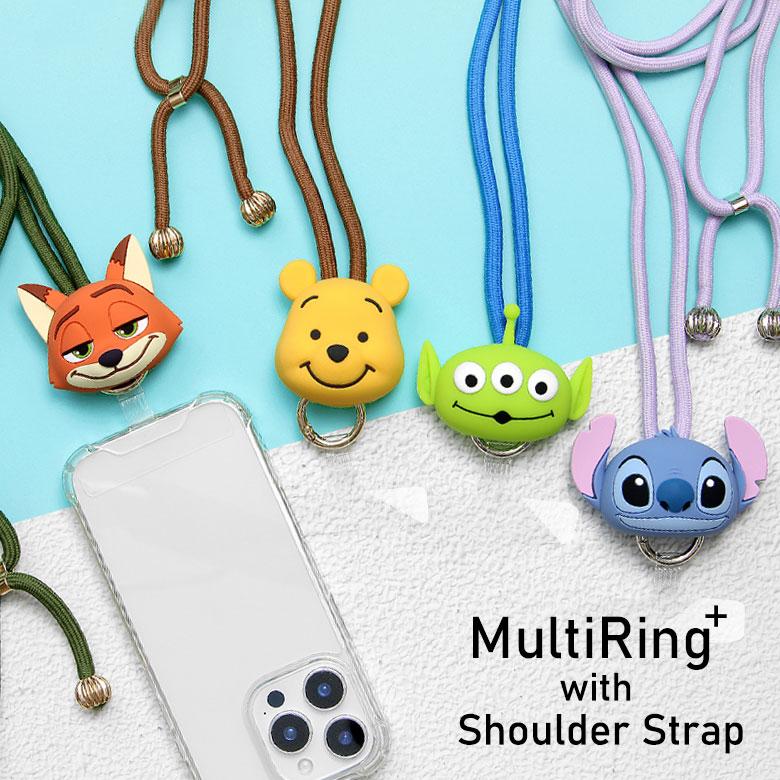 スマホショルダー ディズニー ピクサー マルチリングプラス ストラップセット マスコット付き スマホリング DNG-360 | 