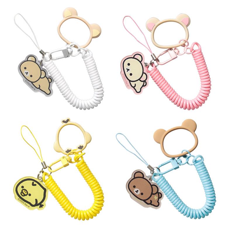 ハンドストラップ スマホ iPhopne リラックマ マルチ コイルストラップ 落下防止 スマホ 携帯ストラップ 伸びる カラビナ ハンド ストラップ キーホルダー |  | 01