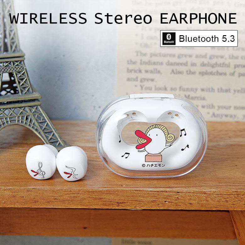 ワイヤレスイヤホン Bluetooth5.3 ハチエモン 充電ケース付き マイク