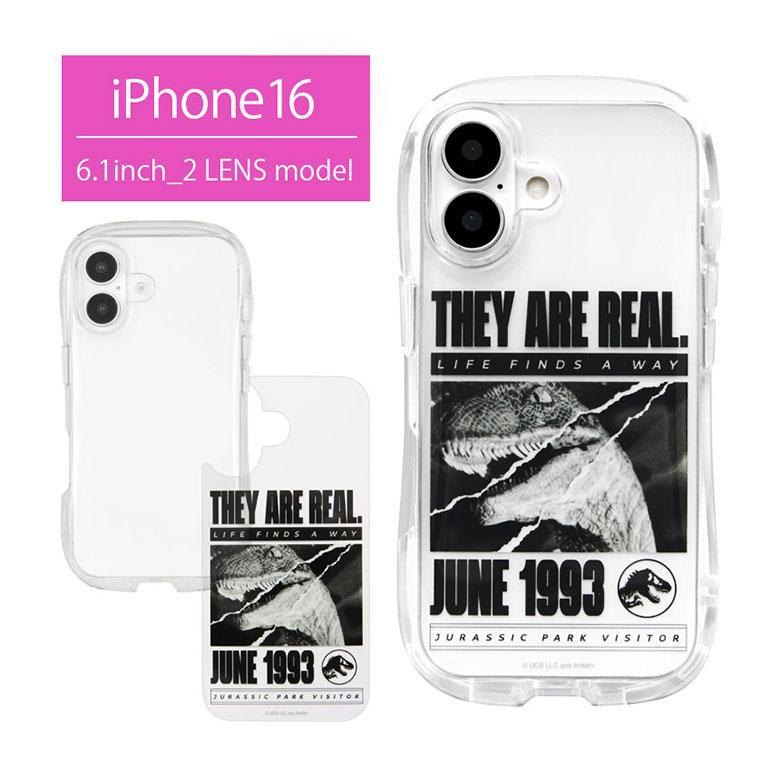 iPhone16 ケース JURASSIC PARK クリスタル クリア ソフト カバー アイフォン iPhone 16 カバー 持ちやすい 耐衝撃 透明 インナーシート アイホン16 | 