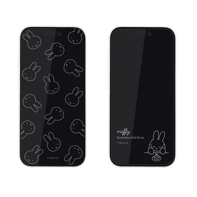 ガラスフィルム iPhone15 15 Pro 14 13 13Pro ミッフィー 液晶フィルム