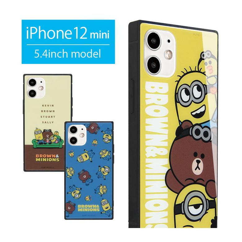 iPhone12 mini ガラス スクエア BROWN＆MINIONS iPhone12mini アイフォン12 mini mini-277 | 
