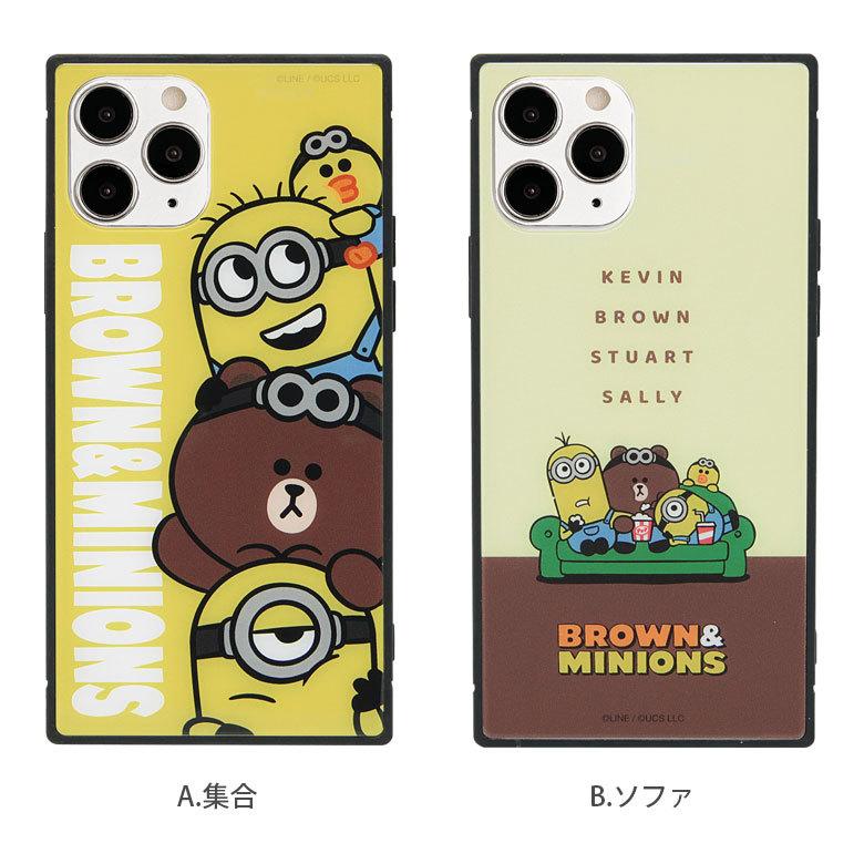iPhone12 ケース iPhone12 Pro ケース ガラス スクエア BROWN＆MINIONS iPhone12Pro アイフォン12 プロ mini-278 |  | 04