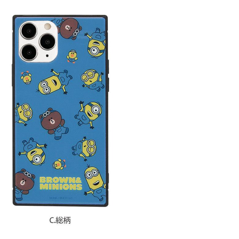 iPhone12 ケース iPhone12 Pro ケース ガラス スクエア BROWN＆MINIONS iPhone12Pro アイフォン12 プロ mini-278 |  | 05