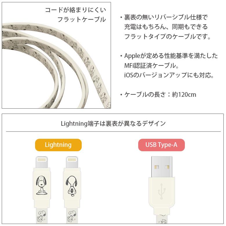 充電ケーブル iphone スヌーピー ピーナッツ MFi認証 同期 充電
