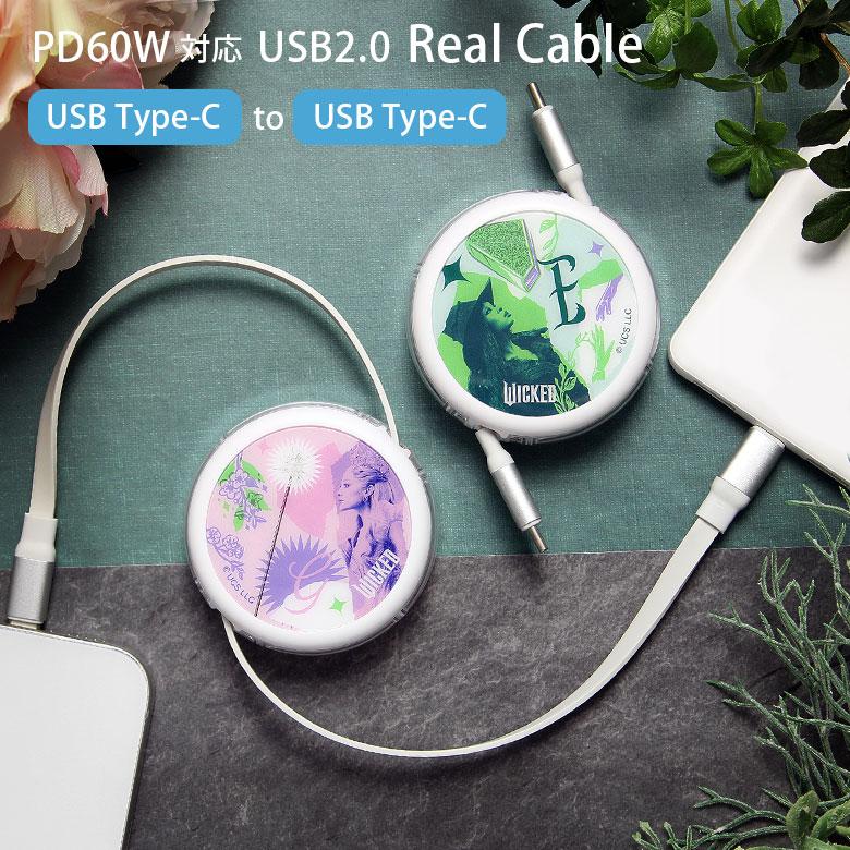 WICKED Type-C to Type-C 充電ケーブル リール式 同期 充電コード PD60W 対応 USB2.0　keb-13 | 