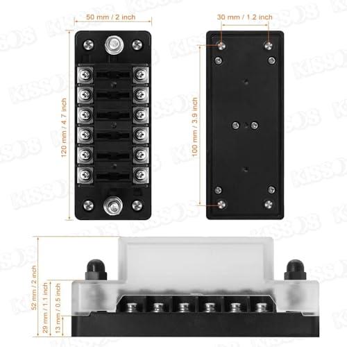 ヒューズボックス 平型 6回路 12V 24V 32V 5A 10A 15A 20A 絶縁 耐熱 カバー付 自動車 船舶 汎用｜mononomirai｜02