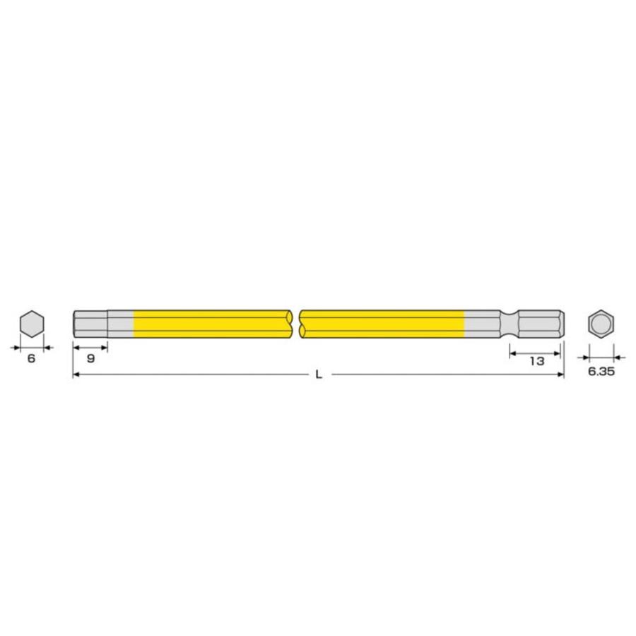ANEX 六角レンチカラービット片頭(黄色)H6mmx200 ACHX-6020｜monopa-y｜02