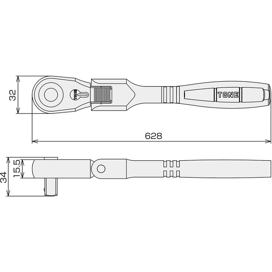 トネ(TONE) 超ロング首振ラチェットハンドル(ホールドタイプ) RH4FHX 差込角12.7mm 送料無料｜monopa-y｜05