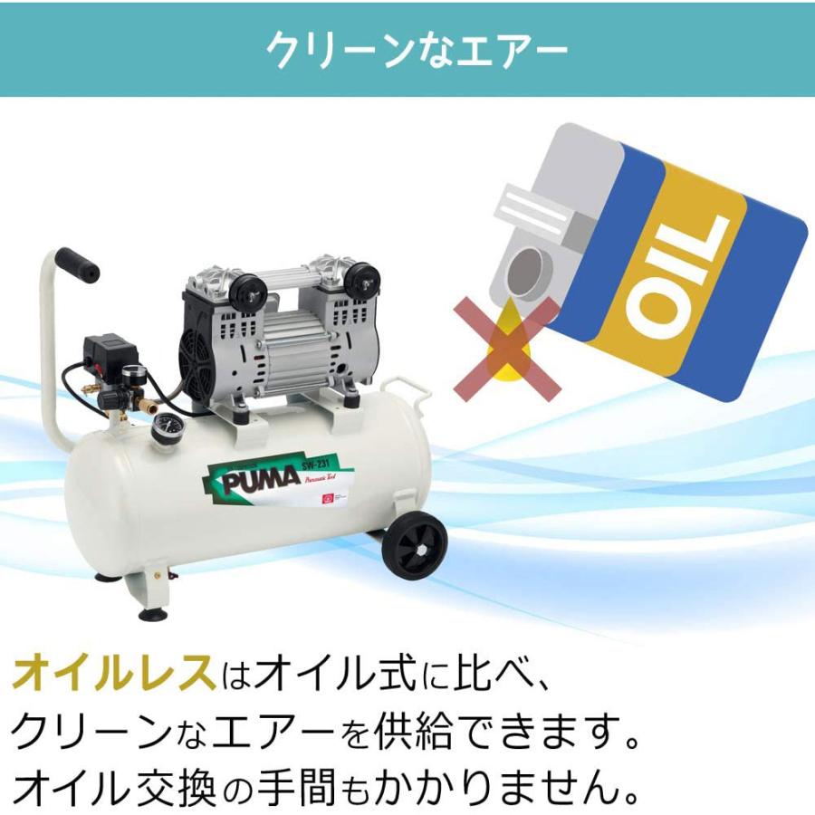 SK11 オイルレス エアーコンプレッサー SW-231 タンク容量 30L SK11 オイルレス エアーコンプレッサー SW-231 タンク容量 30L