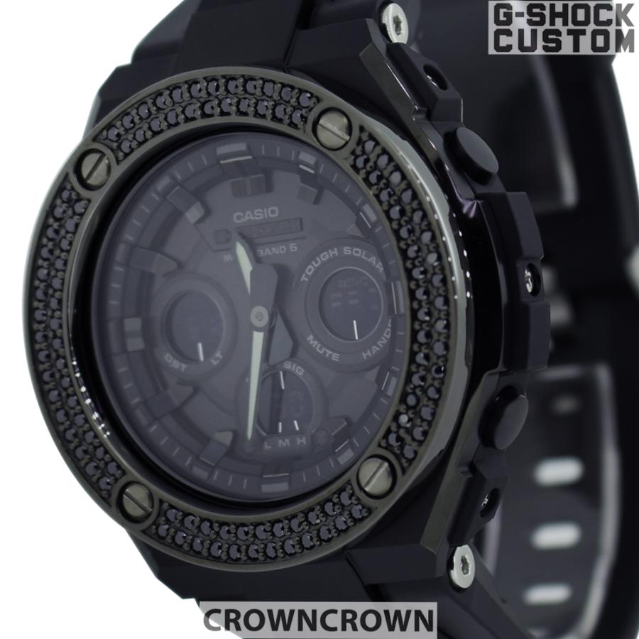 G-SHOCK CUSTOM ジーショック カスタム 腕時計 ブラックキュービックジルコニア シルバー925  GST-W300G-1A1JF CROWNCROWN GST-W300-007｜monopark