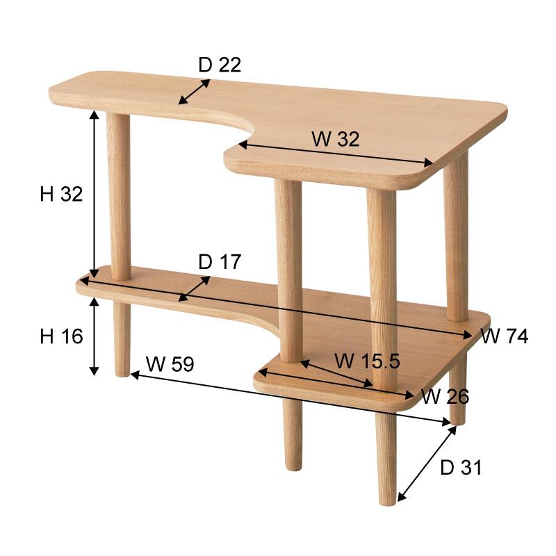 NYT-781NA サイドテーブル テーブル 机 つくえ ベージュ 二段式 シンプル おしゃれ 木製 天然木 ナチュラル インテリア リビングテーブル｜monoplan｜04