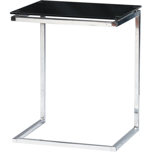 PT-15BK サイドテーブル テーブル 机 つくえ ブラック スチール シンプル 長方形 リビング 家具 インテリア 寝室 ベットサイド ガラス ガラス天板 モノクロ 黒｜monoplan