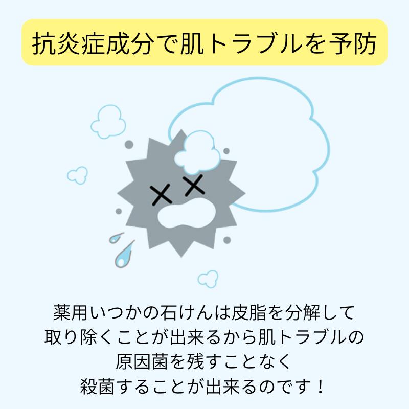 ニキビパッチ ニキビケア 洗顔 医薬部外品 予防 泡洗顔 顔 メンズ レディース 酵素洗顔 石鹸 鼻 毛穴ケア 毛穴洗浄 薬用 いつかの石けん 100g｜monopole｜04