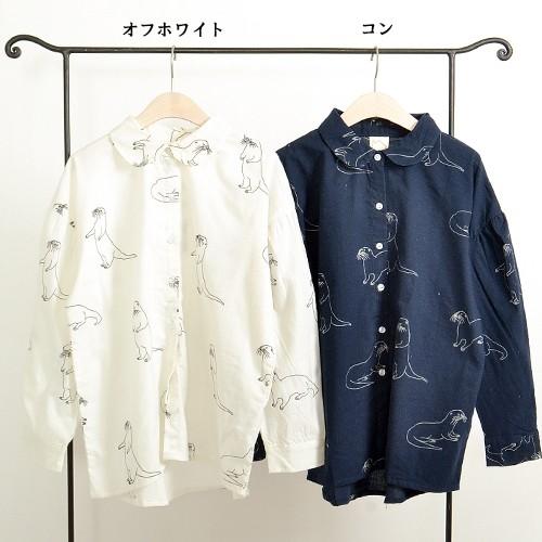 ブラウス長袖 シャツ カワウソプリント 丸襟 かわうそ柄 フィリル レディース 3al0235 Monopool 通販 Yahoo ショッピング