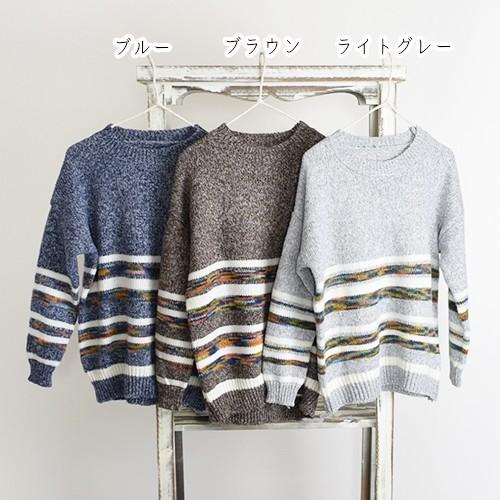 ニット 長袖 裾ボーダー カラフルミックスニット 秋冬コーデ レディース 5al0094 Monopool 通販 Yahoo ショッピング