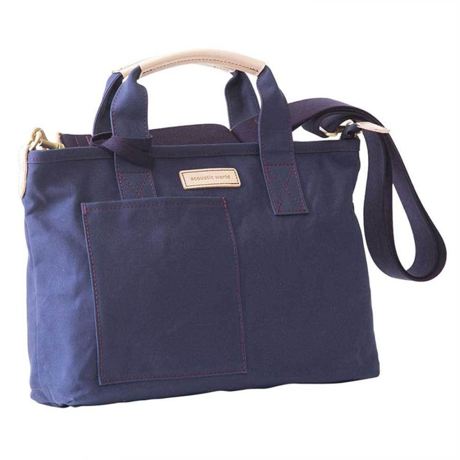 acoustic world アコースティック・ワールド stitch ステッチ ハンドバッグ ショルダー 日本製 本革 帆布 ネイビー aw01902-NV acoustic world（アコースティックワールド） stitch ステッチ