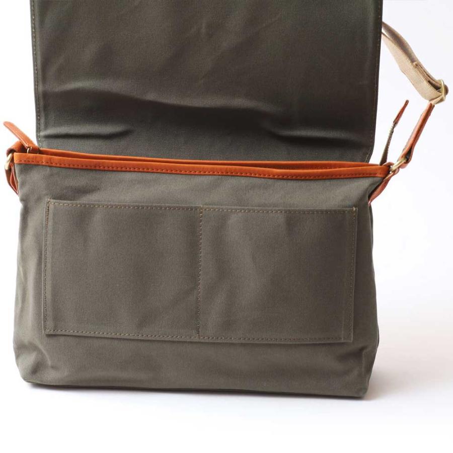 【ポイント10倍】acoustic world アコースティック・ワールド FRANK フランク フラップ ショルダーバッグ 横型 日本製 本革 帆布 ネイビー aw00203-NV acoustic world（アコースティックワールド） 【ポイント10倍