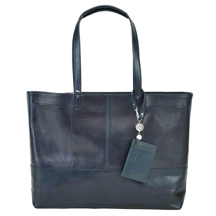 Bluffpop ブラフポップ WK 横型 トートバッグ パスケース付 ネイビー