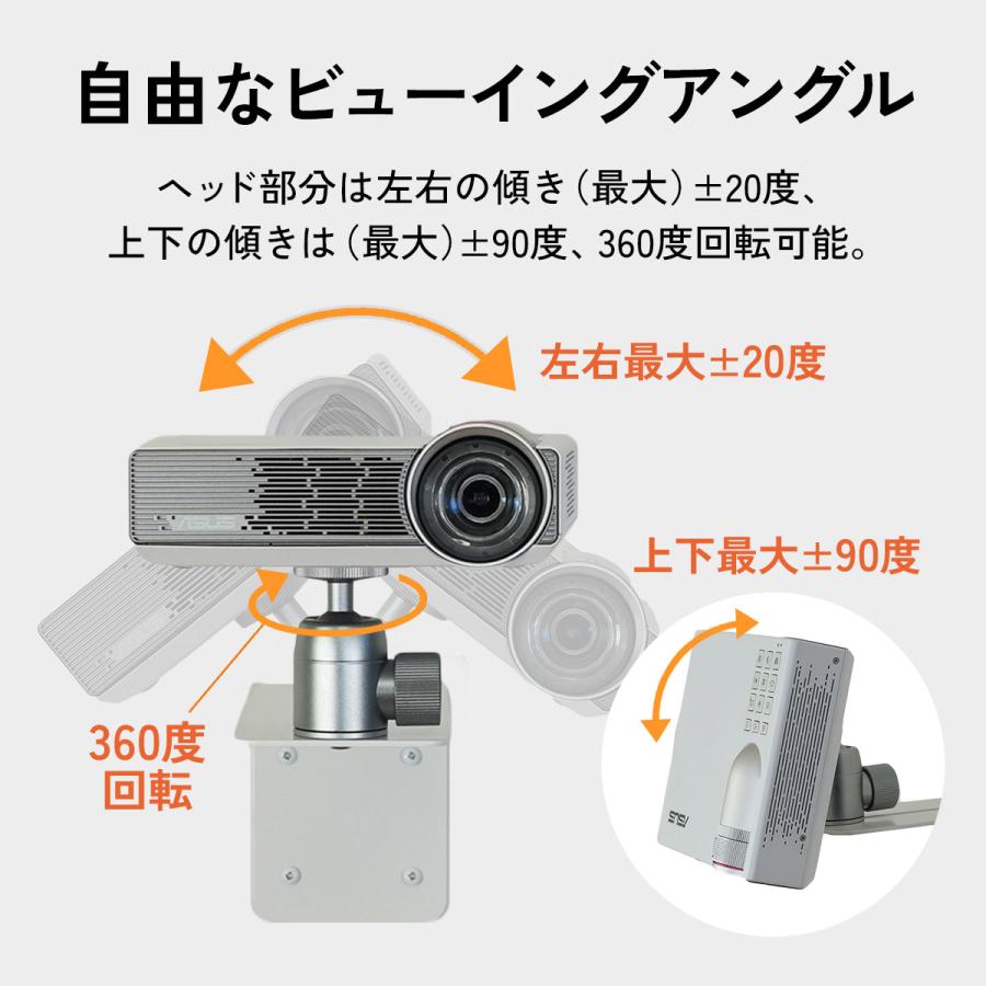 プロジェクター壁付け金具 耐荷重3kg ロングタイプ ホワイト / ダークグレー 1/4インチネジ プロジェクター台 プロジェクター スタンド 壁掛け 壁面 収納 |  | 05