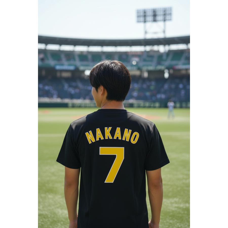阪神タイガース グッズ 球団承認 TL 中野 背番号Tシャツ黄文字 NEW