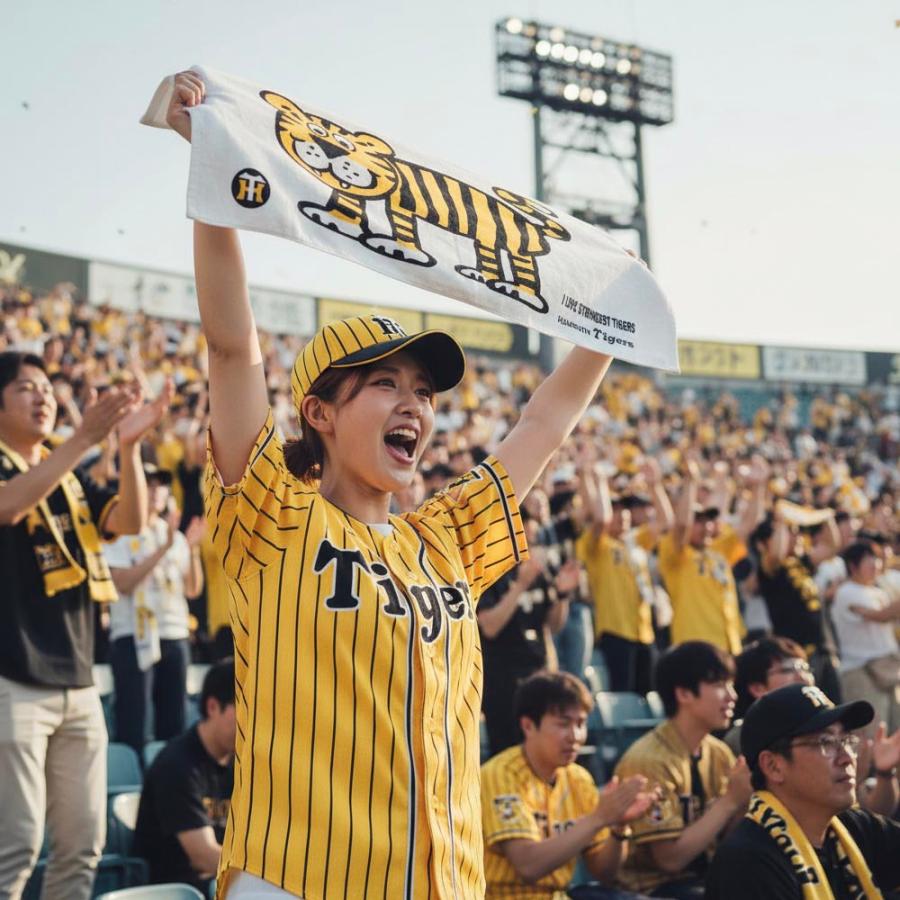 阪神タイガースグッズ I LOVE フェイスタオル TIGERS 球団承認 綿100