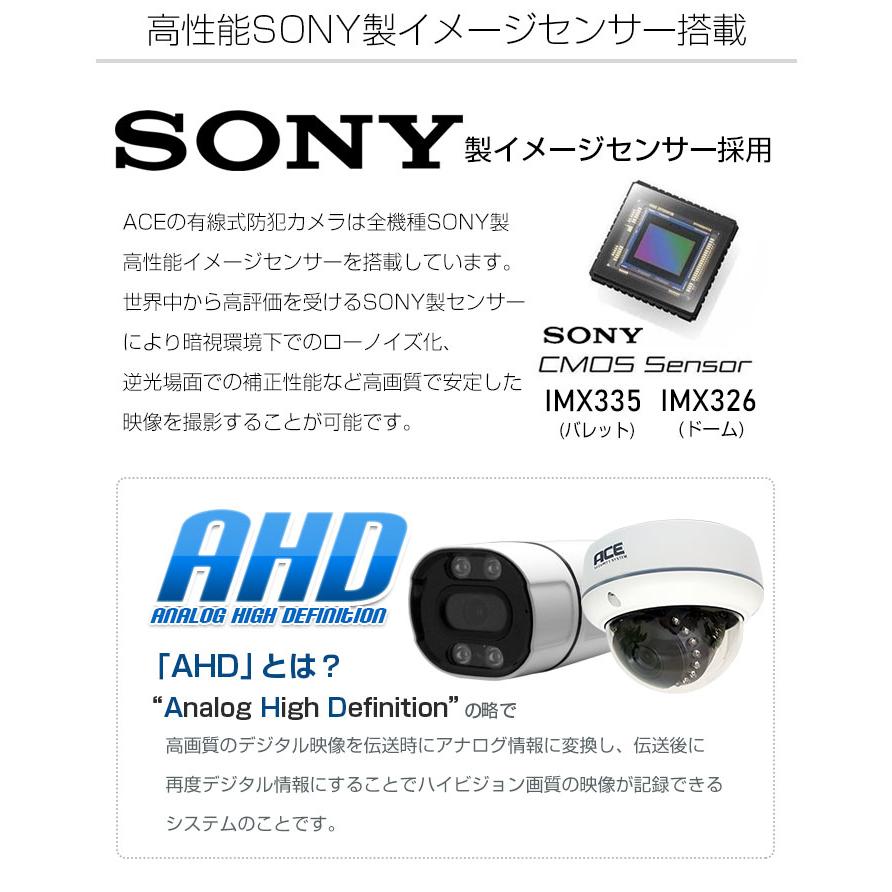 ACE SECURITY SYSTEM 防犯カメラ AHD500万画素 カメラ 追加用 XVR