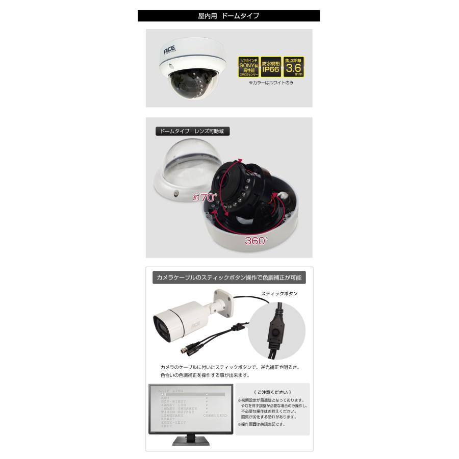 ACE SECURITY SYSTEM 防犯カメラ AHD500万画素 カメラ 追加用 XVR