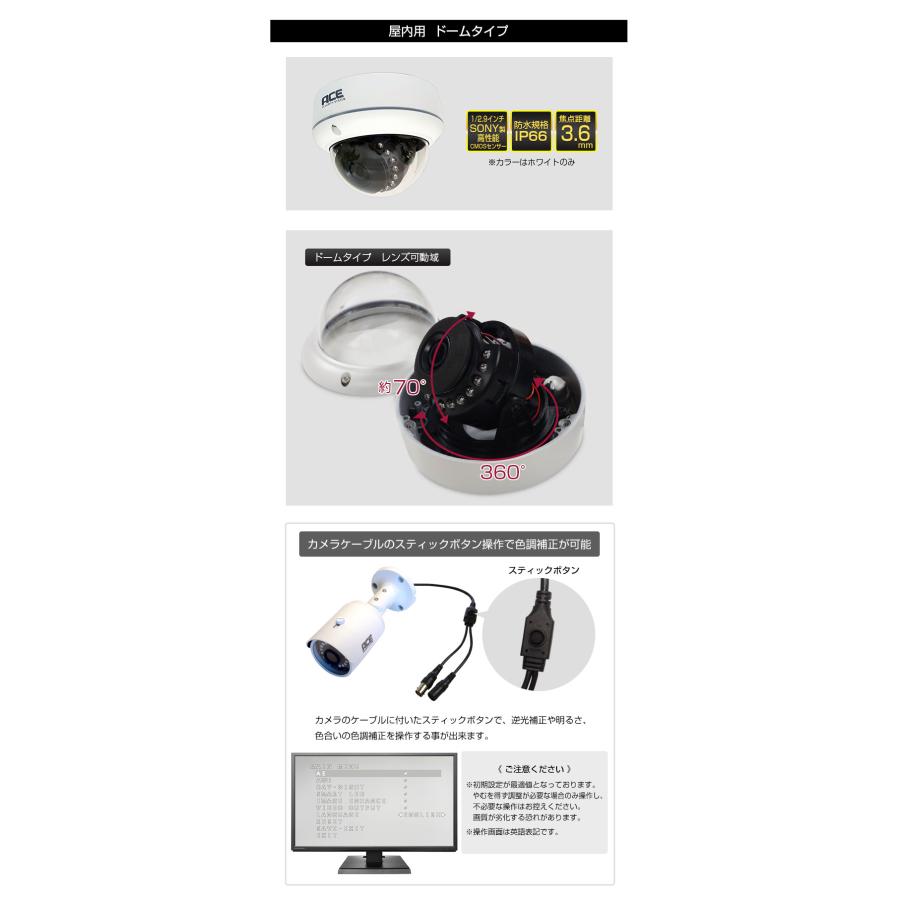 ACE SECURITY SYSTEM 防犯カメラ AHD500万画素 カメラ 追加用