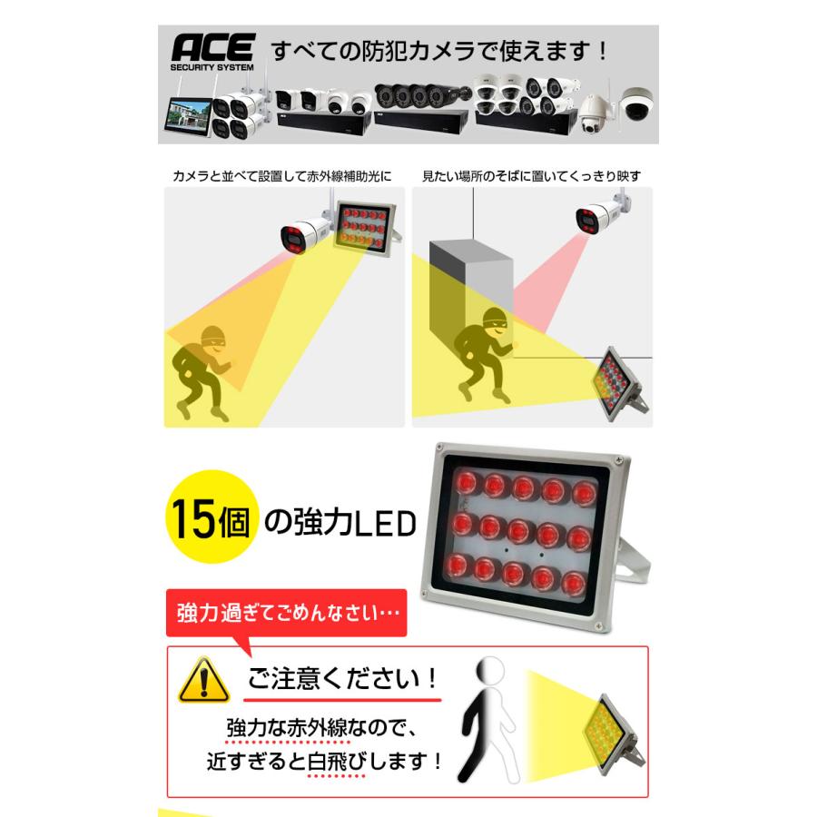 ACE SECURITY SYSTEM 赤外線 LED 投光器 防犯カメラ 補助光 照射 ACE SECURITY SYSTEM 赤外線 LED 投光器 防犯カメラ 補助光 照射