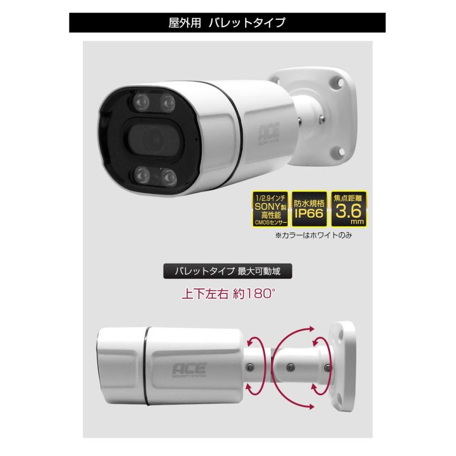 ACE SECURITY SYSTEM 防犯カメラ AHD 200万画素 追加用 屋外 屋内 家庭