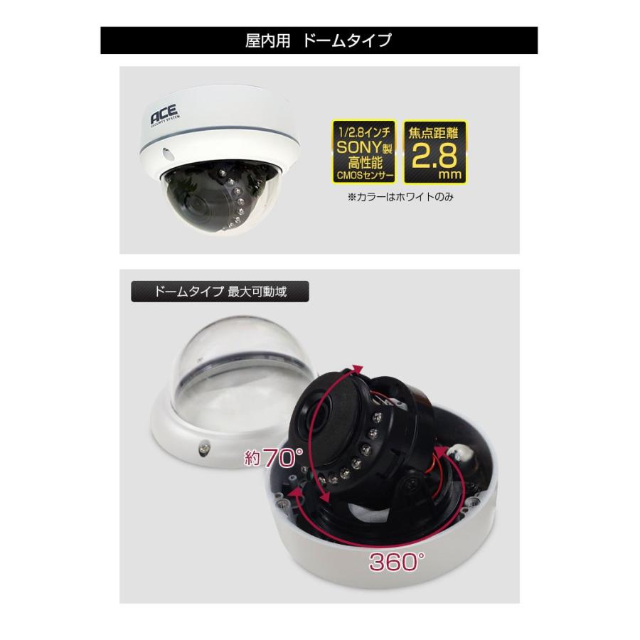 ACE SECURITY SYSTEM 防犯カメラ AHD 200万画素 追加用 屋外 屋内 家庭