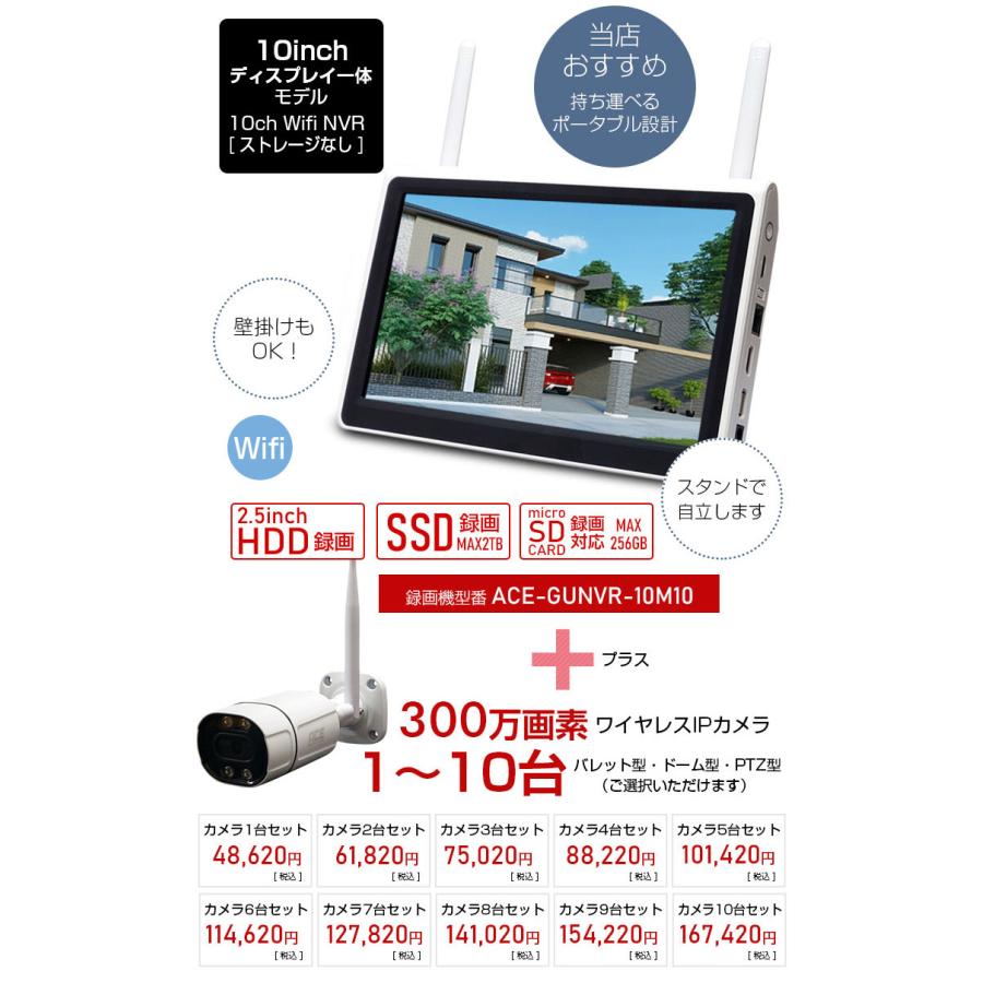 ACE SECURITY SYSTEM 防犯カメラ セット カメラ1台〜10台 屋外 ACE SECURITY SYSTEM 防犯カメラ セット カメラ1台〜10台 屋外