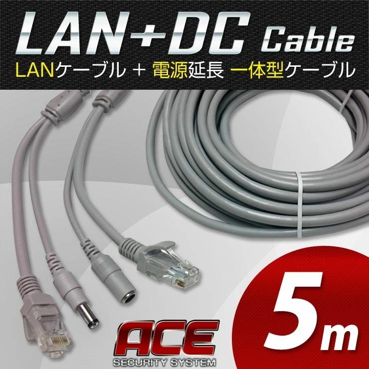 ACE SECURITY SYSTEM LAN+電源ケーブル LANケーブル・電源一体型5m ACE