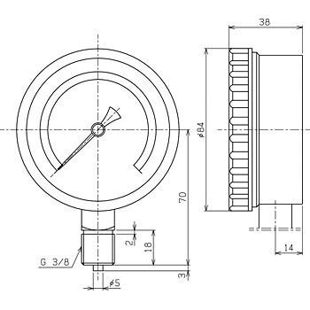 安い ステンレス圧力計Φ75 AT3/8x75x2.5MPa 右下精器製造 その他測量用品、測量機器