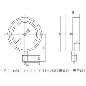 一般圧力計 A形Φ60 TOKO(東洋計器興業) AT1/4G 60×0.1MPa(普通形)|monotaro|02