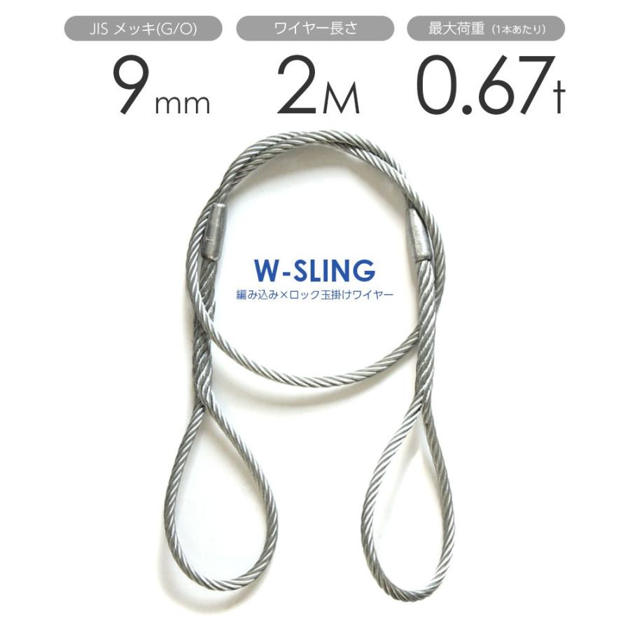 ダブルスリング Φ9mmx2m ヒゲなし 玉掛けワイヤーロープ メッキ ダブルスリング Φ9mmx2m ヒゲなし 玉掛けワイヤーロープ メッキ