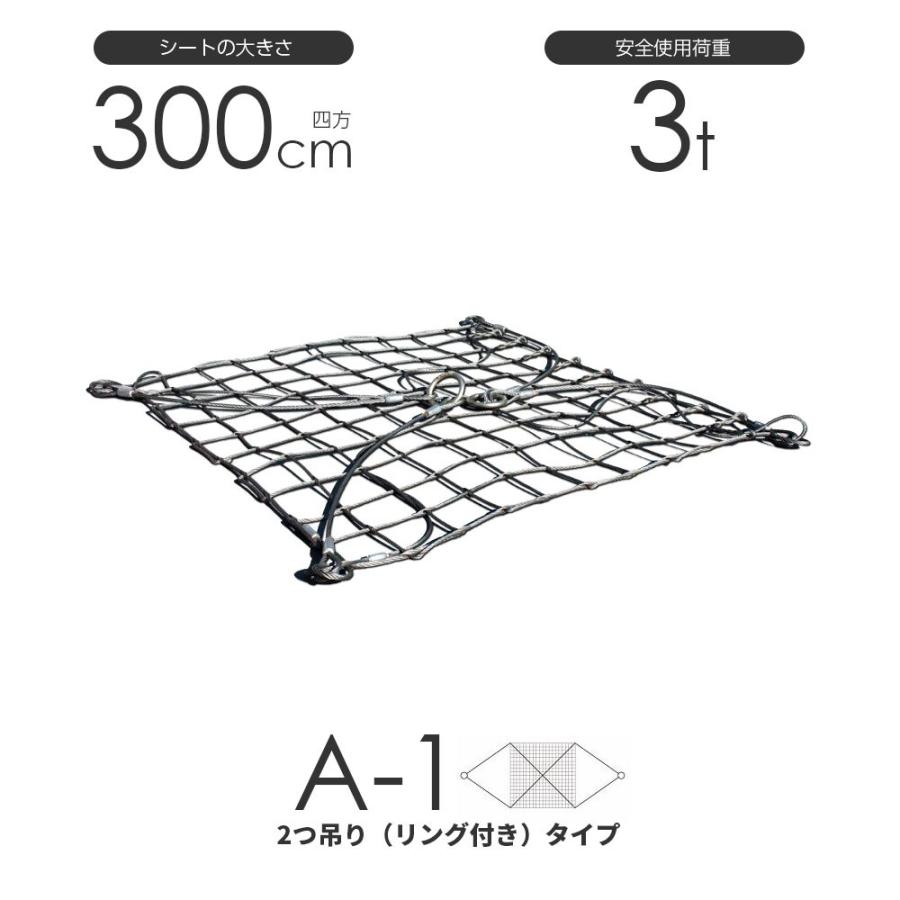 ワイヤーモッコ A-1型(2本吊りリング付きタイプ) 300cm×300cm ワイヤーモッコ A-1型(2本吊りリング付きタイプ) 300cm×300cm