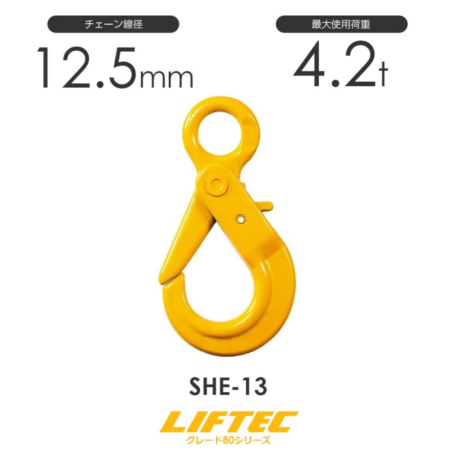 リフテック セルフロックフック SHE-13 アイタイプ 使用荷重4.2t リフテック セルフロックフック SHE-13 アイタイプ 使用荷重4.2t