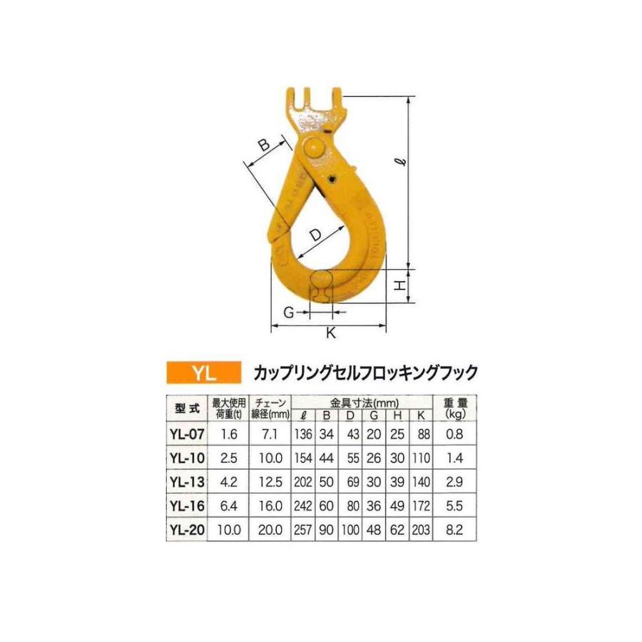 リフテック カップリングセルフロッキングフック YL-13 使用荷重 リフテック カップリングセルフロッキングフック YL-13 使用荷重