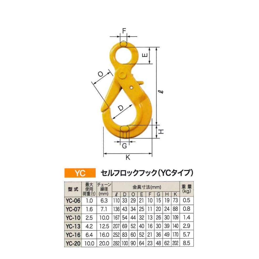 リフテック セルフロックフック YC-16 アイタイプ 使用荷重6.4t : モノ 