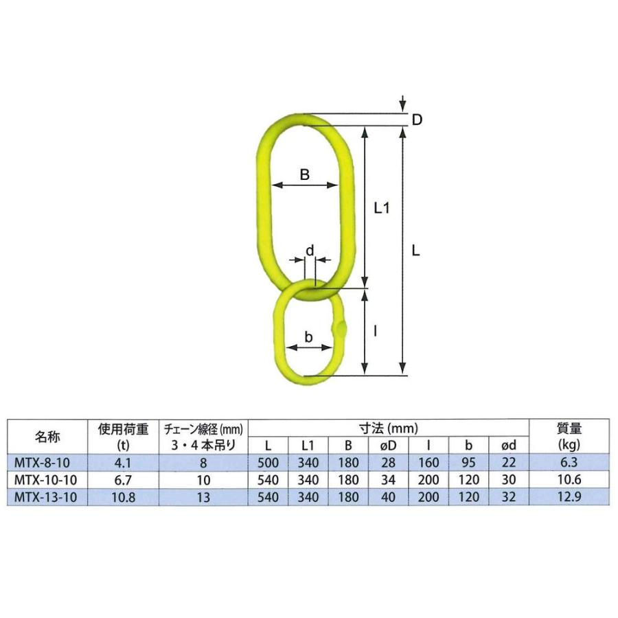 マーテック　MTX8　親子リンク　使用荷重4.1t　(大型クレーンフック用)　MTX-8-10