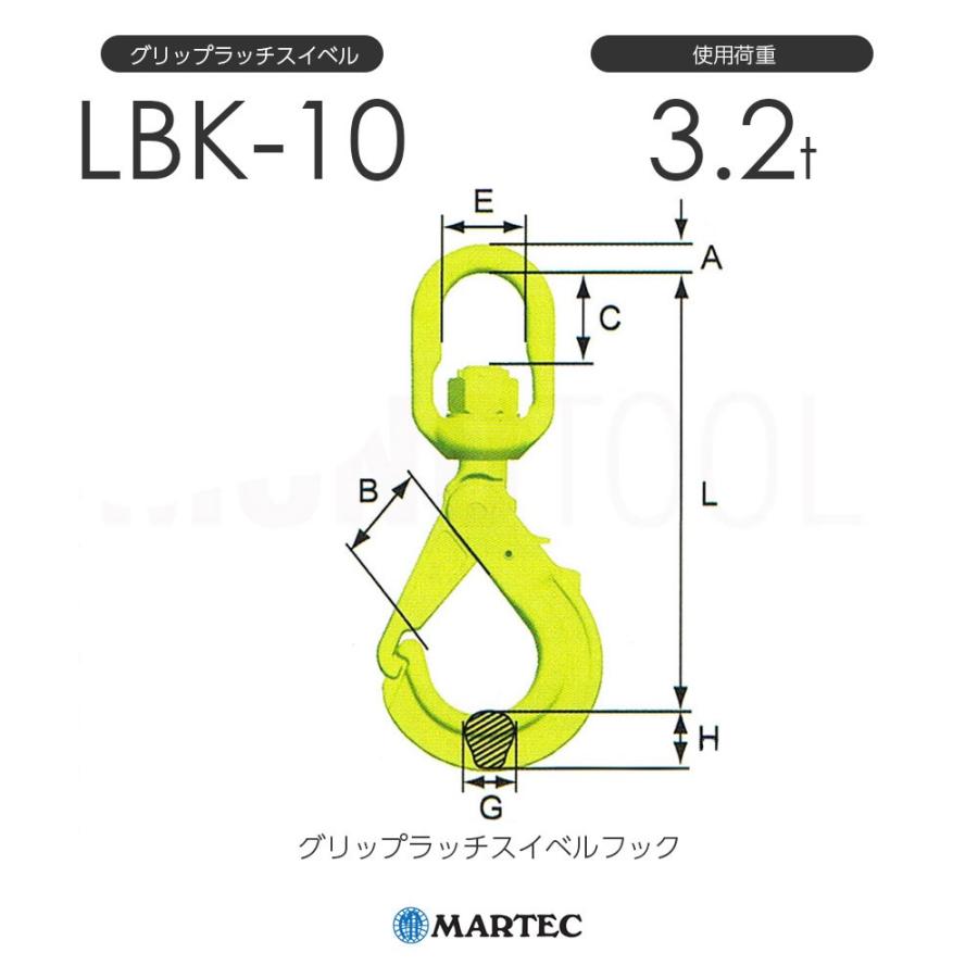 マーテック LBK10 グリップラッチスイベルフック LBK-10-10 使用荷重 