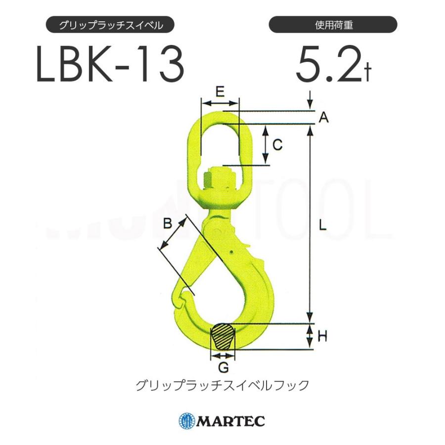 マーテック LBK13 グリップラッチスイベルフック LBK-13-10 使用荷重 