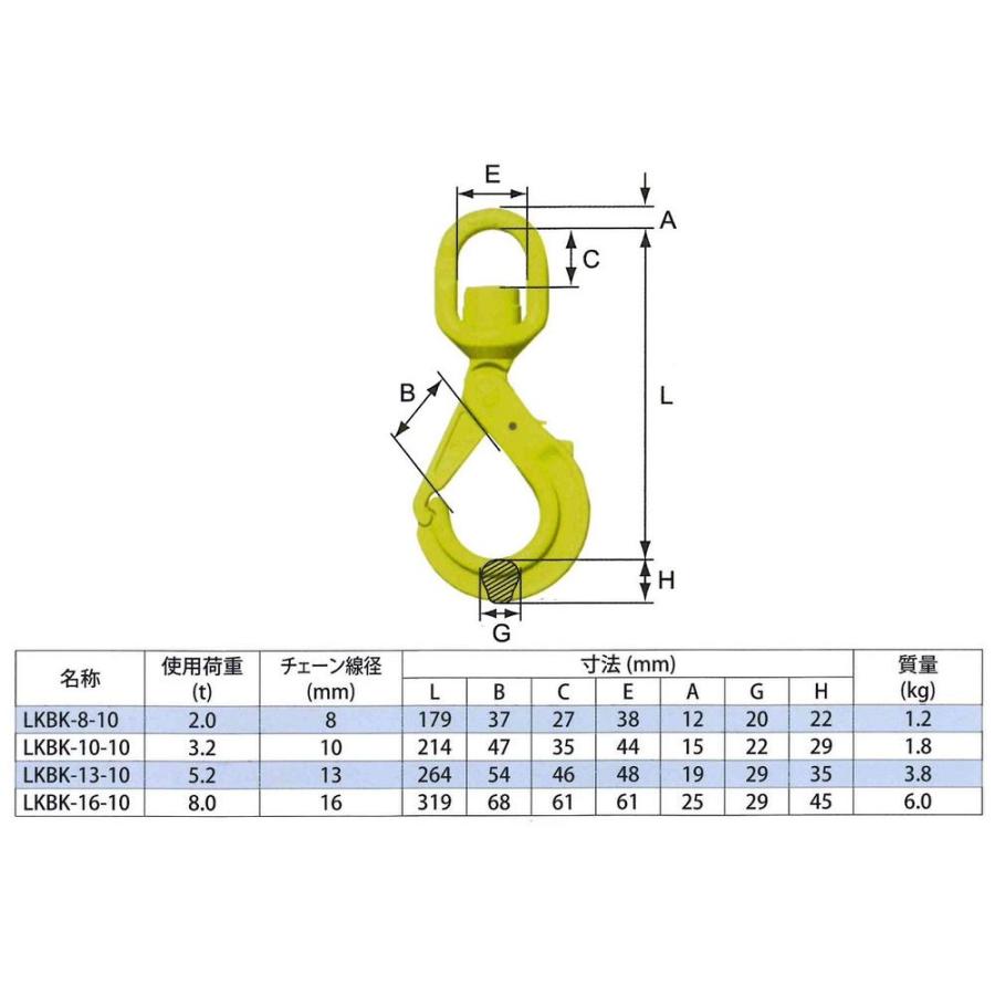 マーテック　LKBK8　ベアリング入りグリップラッチスイベルフック　LKBK-8-10