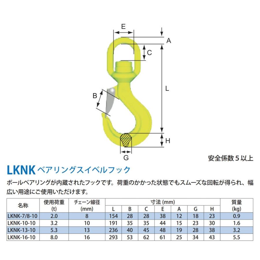 マーテック LKNK13 ベアリングスイベルフック LKNK-13-10 使用荷重4.2t 