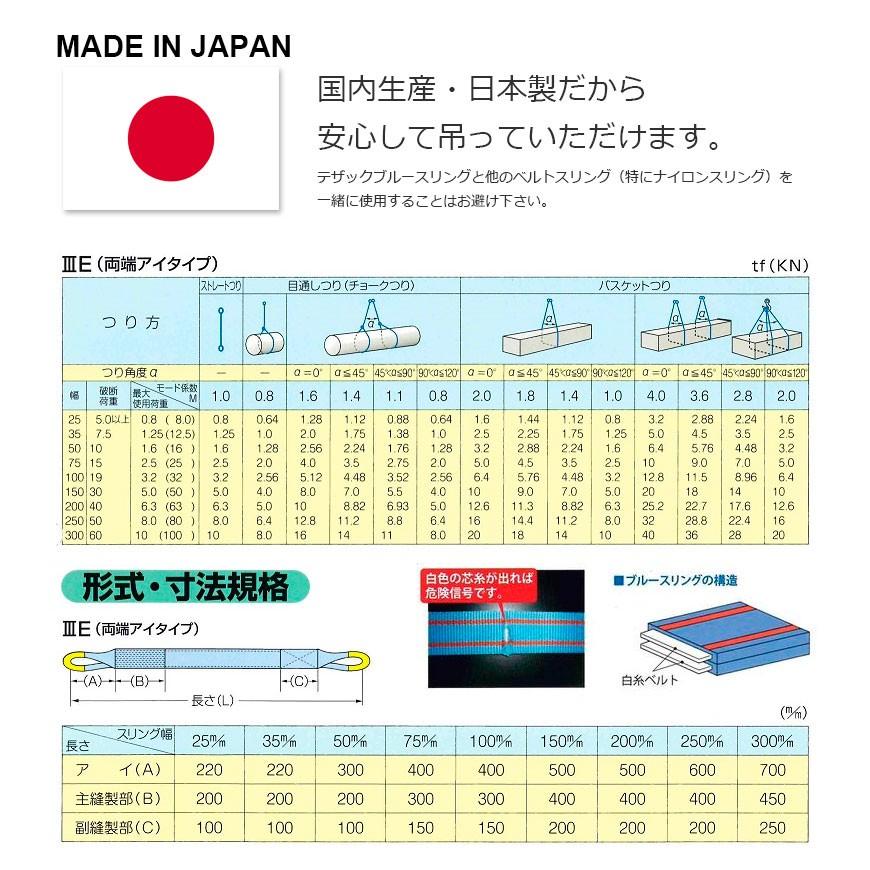 ブルースリング 3E 300x2.5（両端アイ）300mmx2.5m ベルトスリング made in JAPAN｜monotool｜02